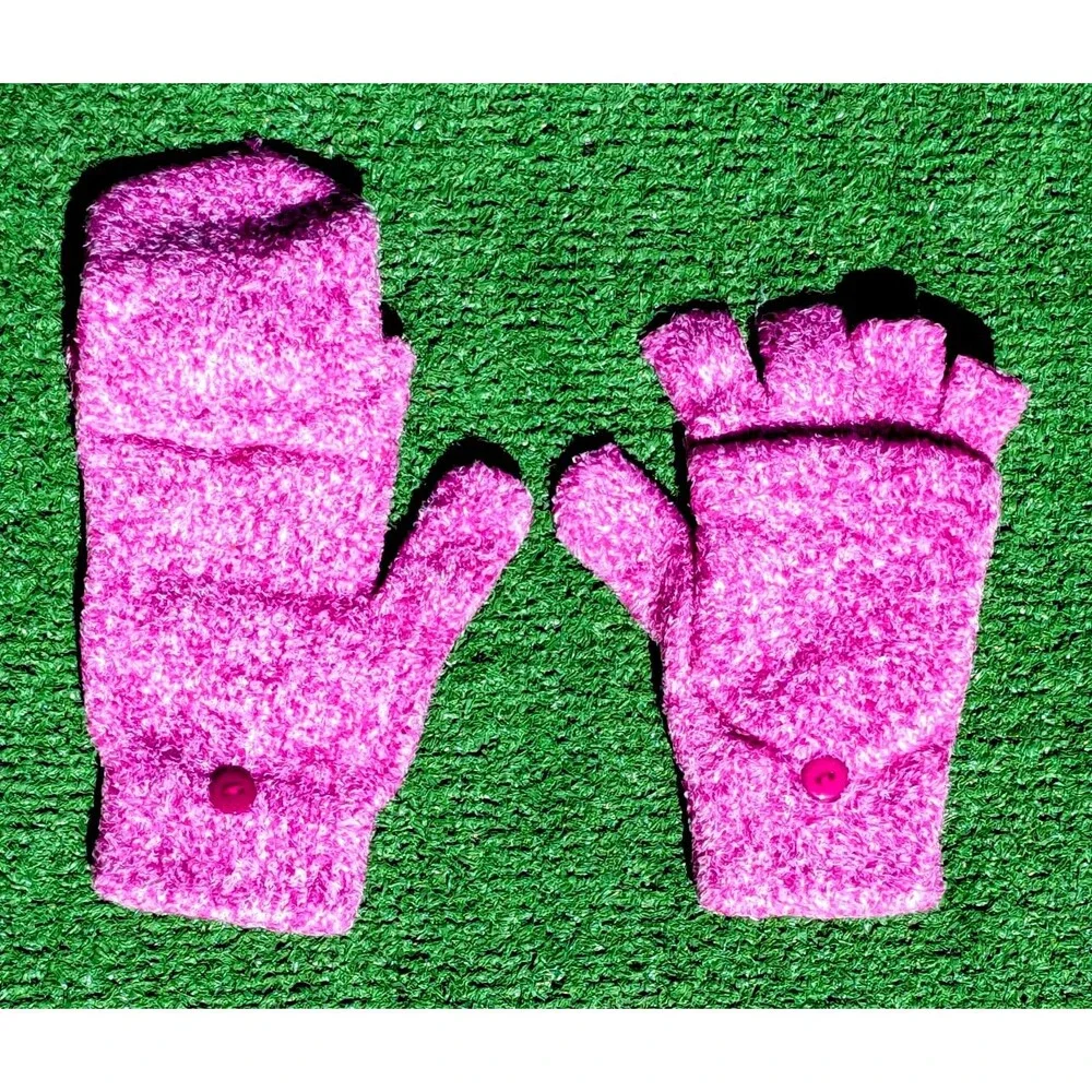 Steve Madden Cranberry Ribbed-Knit Finger Mitten Gloves Women's One-Size EUC